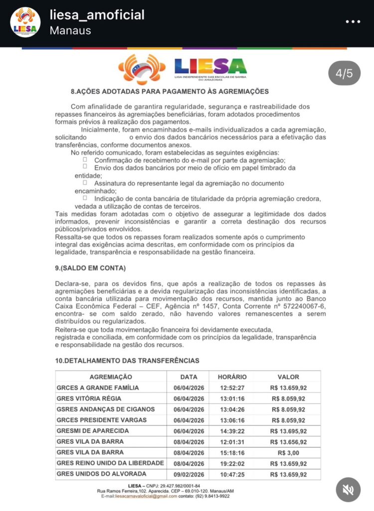 Justiça extingue ação contra a LIESA-AM e condena quatro escolas ao pagamento de honorários. 5 WhatsApp Image 2026 07 09 at 00.13.17 1