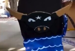 caprichoso presenteia menina que viralizou ao brincar com boi de papelao foto reproducao redes sociais e1786623086564