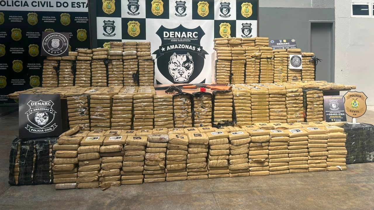 cerca de 700 kg de skunk armas e municoes sao apreendidos em area de mata na zona rural de manaus foto jucelio paiva rede amazonica