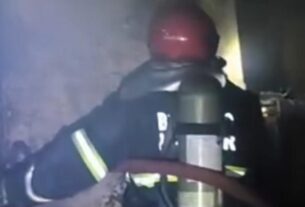 bombeiros atuando em incendio onde homem armado com facao foi resgatado na zona sul de manaus foto reproducao redes sociais