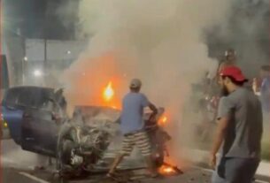 motorista de aplicativo morre apos carro pegar fogo em acidente com van na avenida do turismo em manaus foto reproducao redes sociais e1786622178985